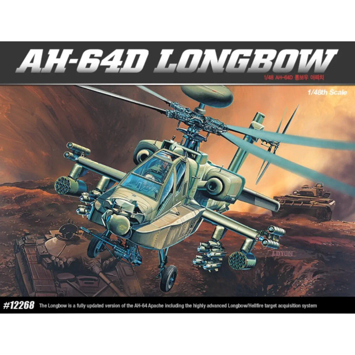 Academy 1/48 AH-64D Longbow Apache Plastic Model Kit Academy 1/48 AH-64D Longbow Apache Plastic Model Kit