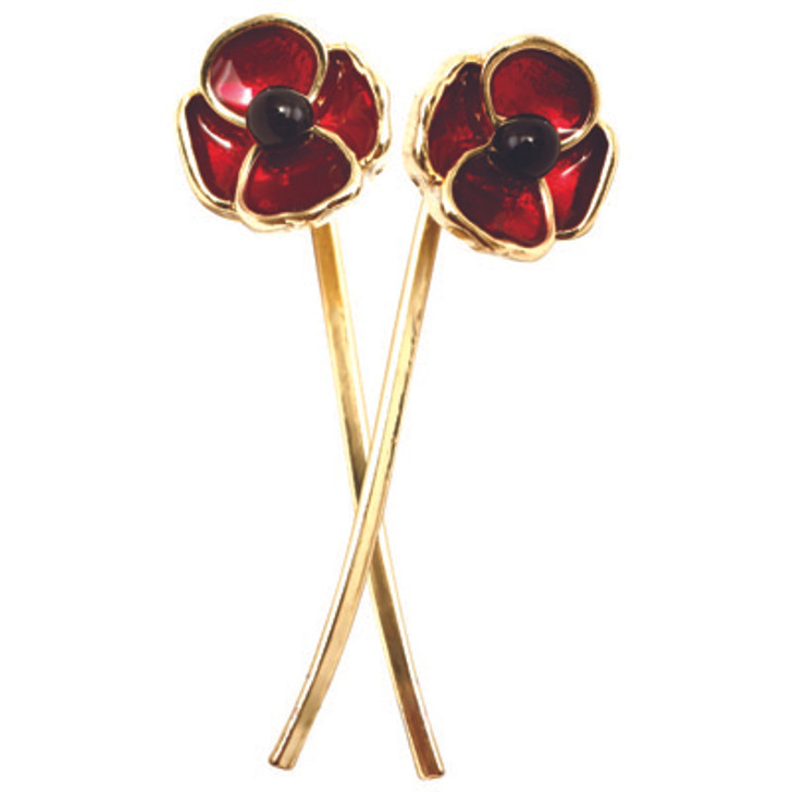 Gallipoli Centenary Poppy Stem Earrings Gallipoli Centenary Poppy Stem Earrings order now from the military specialists. Stylish and modern. The light reflects off the gold plate through the glossy translucent red fill in the poppies, givin