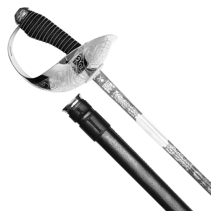 Windlass Cavalry Sword with Leather Scabbard - Stainless Steel (Queens Cypher)