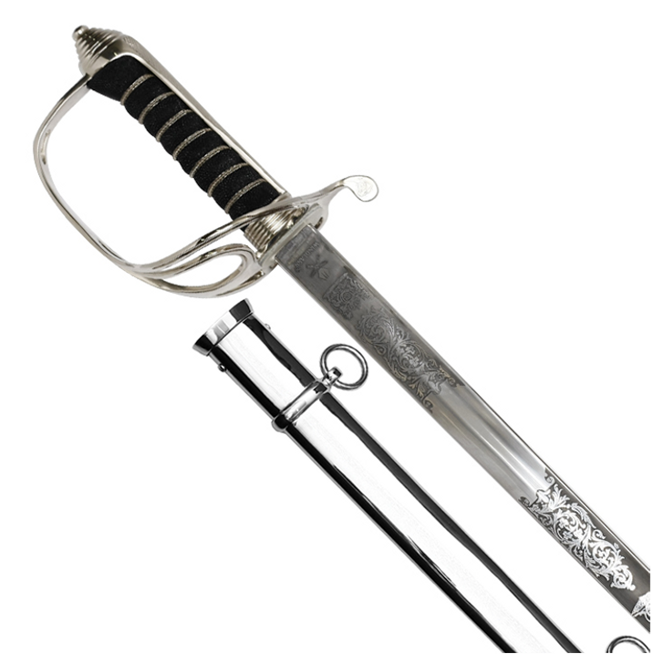 Windlass Artillery Sword with Nickel Plated Scabbard - Stainless Steel (Queens Cypher)
