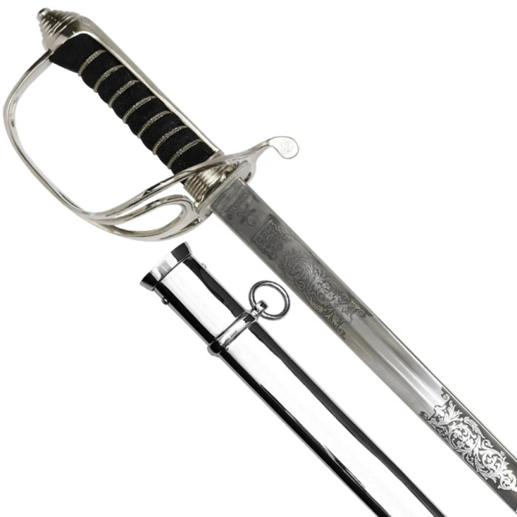 Windlass Artillery Sword with Nickel Plated Scabbard - Carbon Steel (Kings Cypher)