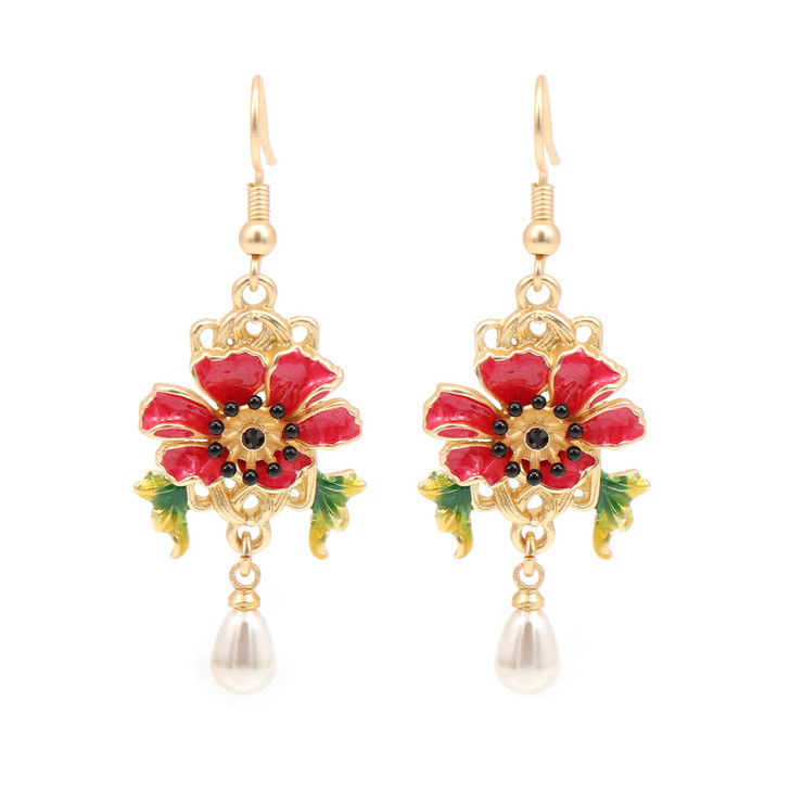 Art Nouveau Poppy Earrings