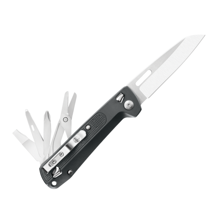 Leatherman FREE K4 Grey Leatherman FREE K4 Grey The K4 has all the essential features of the K2 with the added utility of spring-action scissors the K4 gives you the portability of a folding knife and versatility of a multi-tool for an even wider r