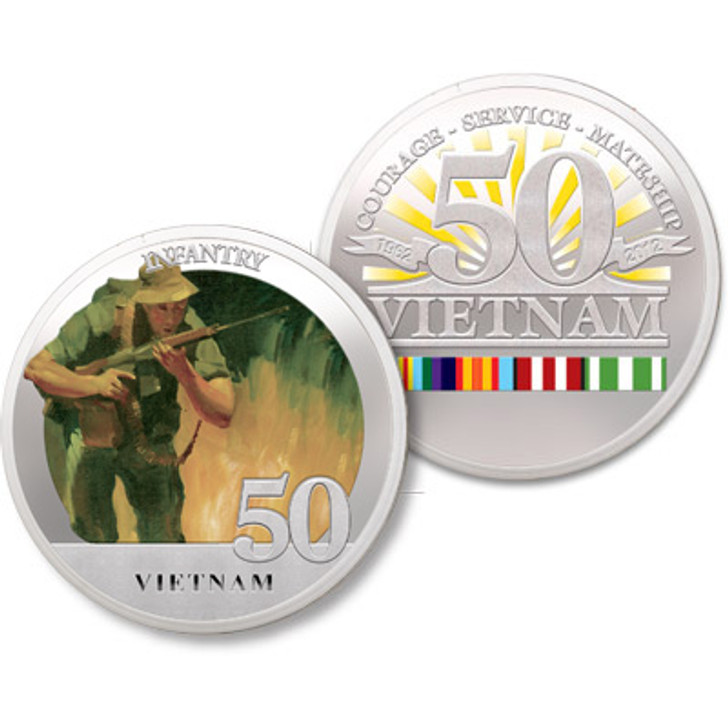 Infantry Vietnam 50th Ltd Edition Medallion The stunning Infantry Vietnam 50th Ltd Edition Medallion, order now from the military specialists. This Limited Edition proof quality medallion minted from brass alloy and finished in highly polished