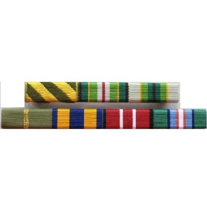 Ribbon Bar 9 (4-4-1) Quality ribbon bar 9 (4-4-1) ready to wear with clutch pins on the back, order now from the military specialists. All Ribbon Bars are made to customer specifications, any additional items such as rose