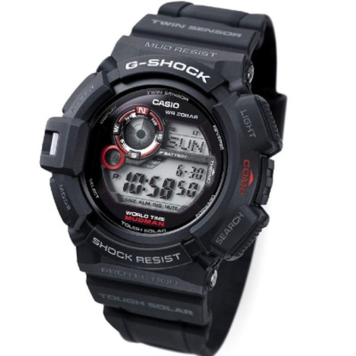 Casio G-Shock Solar Mudman G9300-1 Casio G-Shock Solar Mudman G9300-1 Buy your Casio G-Shock Tough Solar Mudman 9300 from the military specialists now. This new MUDMAN model is the first one to be equipped with a direction sensor and thermo sensor that help you keep you