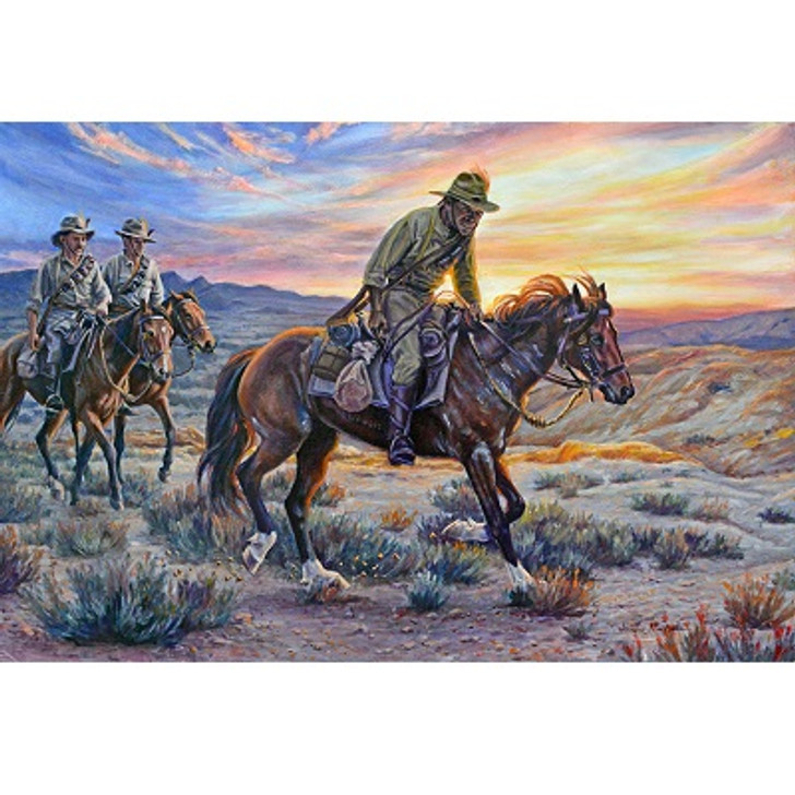 Black Tracker in the Negev Canvas Print 34 x 50 An 11th Light Horse Regiment have been stationed in the desert south of Beersheba, known now as the Negev. They were sent to patrol this area in 1917 after the first battle for Gaza, and before the ca