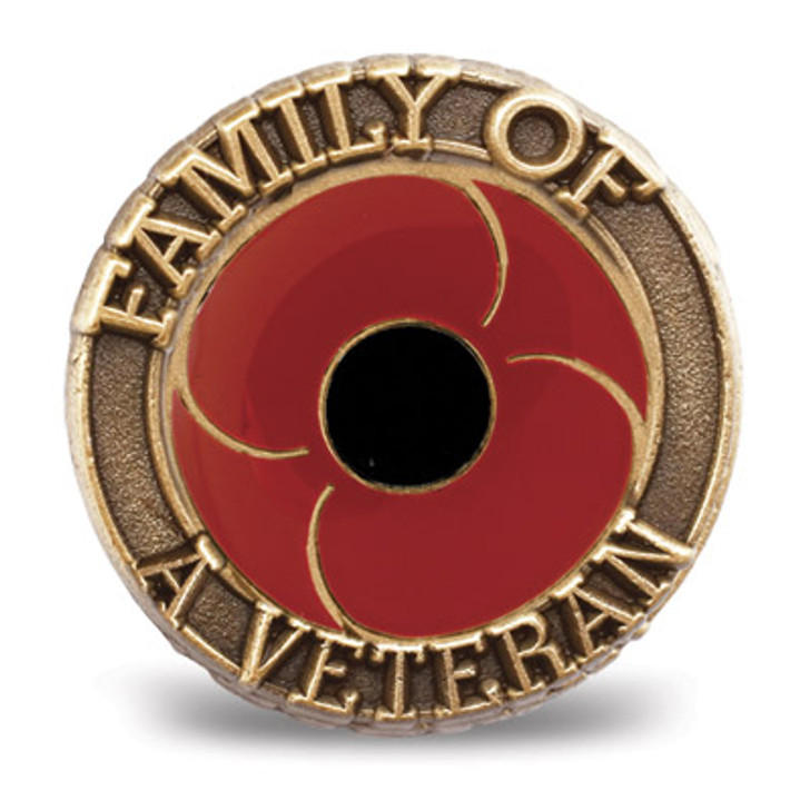 Family of A Veteran Poppy badge A stunning 25mm rich enamel-filled badge available from the military specialists to honour family connections to service. Created for all who have a relative who has served our nation, from the Great