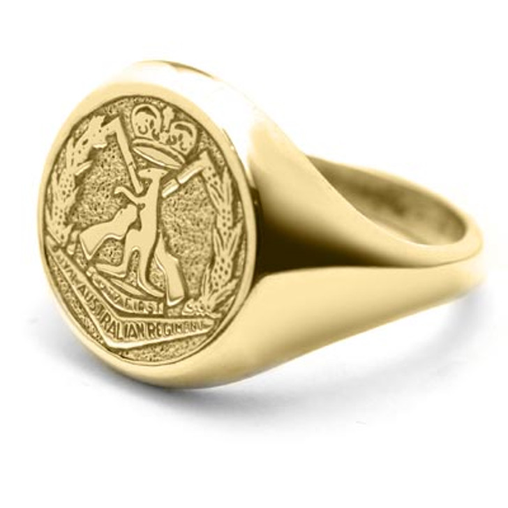 RAR 9ct Yellow Gold Ring RAR 9ct Yellow Gold Ring Order the stunning Royal Australian Regiment (RAR) Solid 9ct Yellow Gold Ring today from the military specialists. Our quality rings are custom-made to order - please choose carefully as changes to or