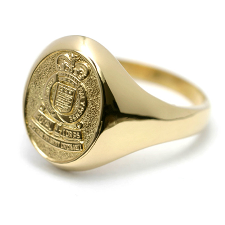 RAAOC 18ct Yellow Gold Ring RAAOC 18ct Yellow Gold Ring Order the stunning Royal Australian Army Ordnance Corps (RAAOC) Solid 18ct Yellow Gold Ring today from the military specialists. Our quality rings are custom-made to order - please choose carefully as