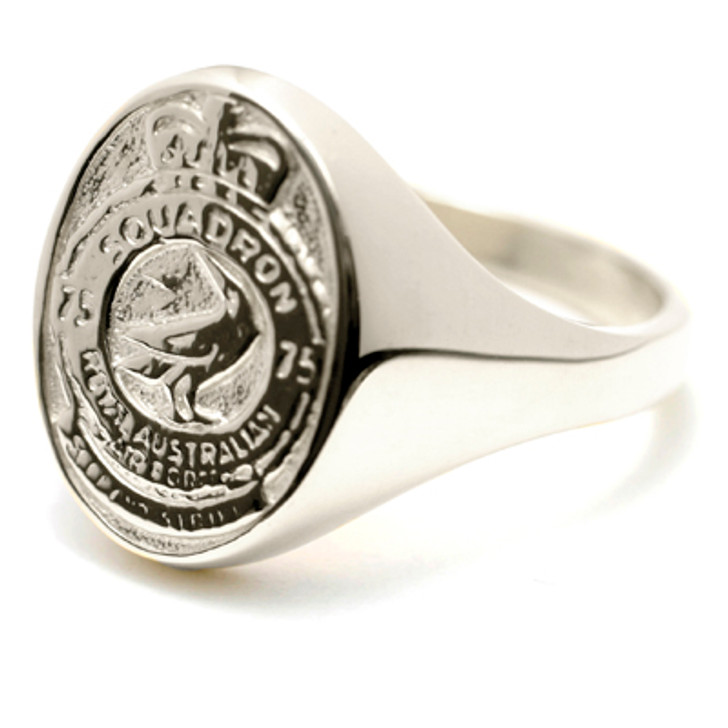 75SQN 9ct White Gold Ring 75SQN 9ct White Gold Ring Stunning 75 Squadron (75SQN) Solid 9ct White Gold Ring order today from the military specialists. Our quality rings are custom-made to order - please choose carefully as changes to or cancellation of