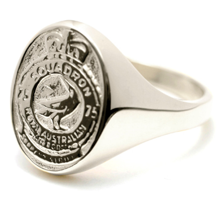 75SQN 18ct White Gold Ring 75SQN 18ct White Gold Ring Stunning 75 Squadron (75SQN) Solid 18ct White Gold Ring order today from the military specialists. Our quality rings are custom-made to order - please choose carefully as changes to or cancellation of