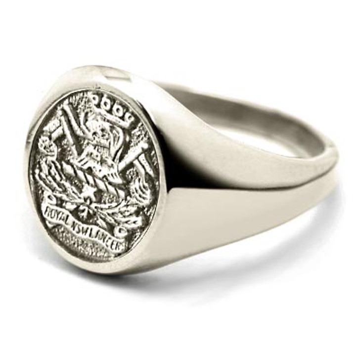 RNSWL 9ct White Gold Ring RNSWL 9ct White Gold Ring Order the stunning Royal New South Wales Lancers (RNSWL) Solid 9ct White Gold Ring order from the military specialists. Our quality rings are custom-made to order - please choose carefully as changes 