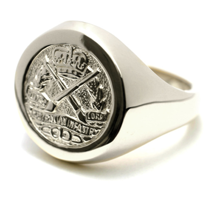 RAInf 9ct White Gold Ring RAInf 9ct White Gold Ring Order the stunning Royal Australian Infantry Corps (RA Inf) Solid 9ct White Gold Ring order from the military specialists. Our quality rings are custom-made to order - please choose carefully as chang