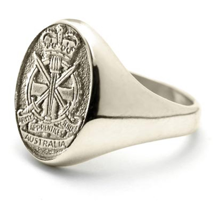 AAS 9ct White Gold Ring AAS 9ct White Gold Ring Stunning Army Apprentices School (AAS) Solid 9ct White Gold Ring order today from the military specialists. Our quality rings are custom-made to order - please choose carefully as changes to or cancel