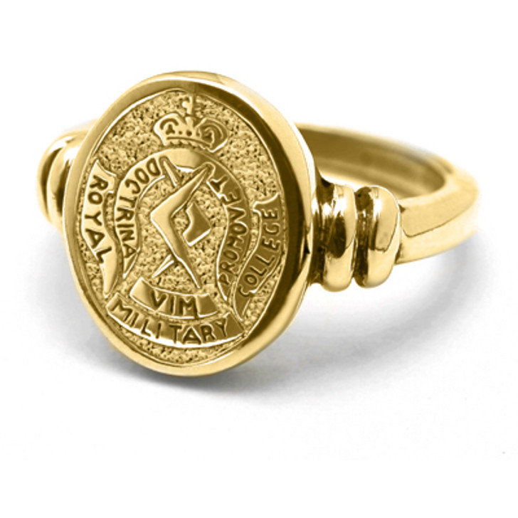 RMC 18ct Yellow Gold Ring F RMC 18ct Yellow Gold Ring F Stunning Royal Military College Corps of Staff Cadets (RMC) Solid 18ct Yellow Gold Ring order today from the military specialists. Our quality rings are custom-made to order - please choose carefully 