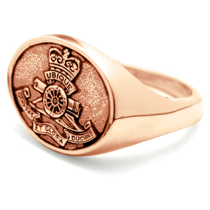 RAA 18ct Rose Gold Ring RAA 18ct Rose Gold Ring Stunning Royal Regiment of Australian Artillery (RAA) Solid 18ct Rose Gold Ring order today from the military specialists. Our quality rings are custom-made to order - please choose carefully as chang