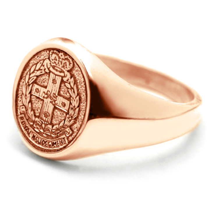 RNSWR 18ct Rose Gold Ring RNSWR 18ct Rose Gold Ring Order the stunning Royal New South Wales Regiment (RNSWR) Solid 18ct Rose Gold Ring  today from the military specialists. Our quality rings are custom-made to order - please choose carefully as change 