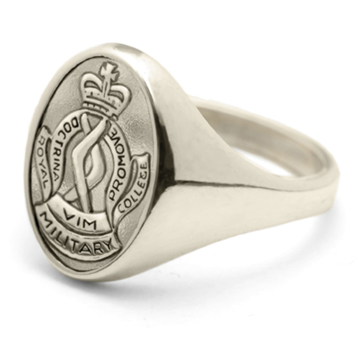 RMC 18ct White Gold Ring A RMC 18ct White Gold Ring A Stunning Royal Military College Corps of Staff Cadets (RMC) Solid 18ct White Gold Ring order today from the military specialists. Our quality rings are custom-made to order - please choose carefully a