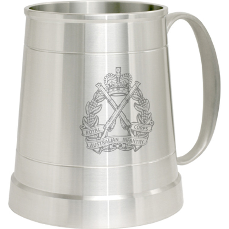 RAinf Pewter Tankard RAinf Pewter Tankard Royal Australian Infantry Corps (RA Inf) crest Engraved on a traditional pewter tankard from Military Shop. Order online now. This stylish tankard is a brilliant addition to your trophy shelf or pool