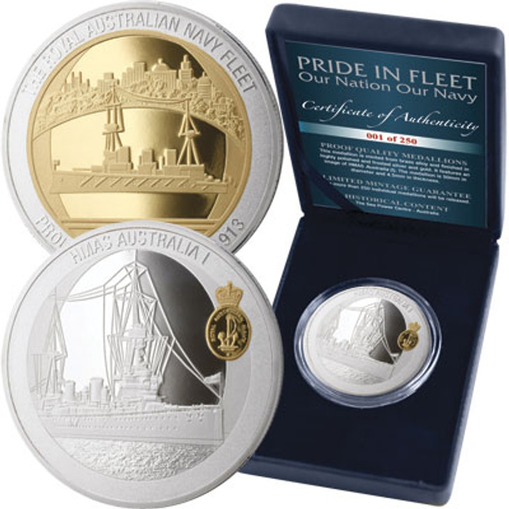 HMAS Australia I Ltd Medallion HMAS Australia I Limited Edition Medallion buy now from the military specialists and remember you were there. This limited edition medallion features the Royal Australian Navy's first flagship, HMAS A