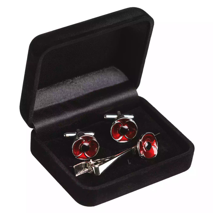 Poppy Recollections Tie Bar & Cufflink Set Poppy Recollections Tie Bar & Cufflink Set
