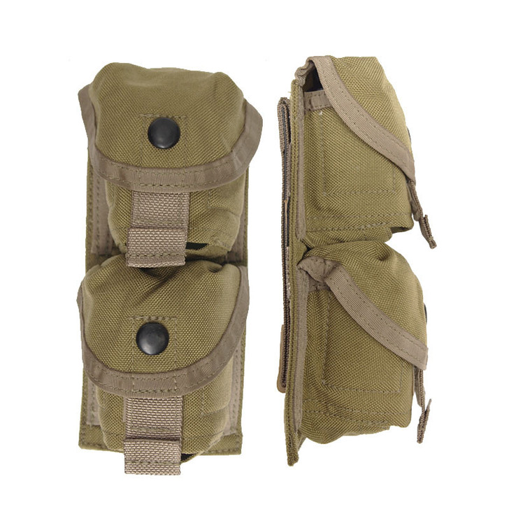 F1x2 Vertical - SBC F1x2 Vertical - SBC Holds two F1 hand grenades stacked one on top of the other in foam-padded pouches similar to the issued ones. Hook and loop attachments and press stud closure for added security. Works best when top F