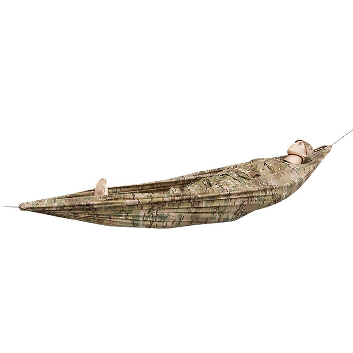 Torrid Jungle Hammock - Multicam Torrid Jungle Hammock - Multicam Quick to set up, lightweight and strong the Torrid Jungle Hammock is the perfect no-fuss option for getting you off the ground. Measuring 2.6 x 1.2m, weighing 300 grams and packing down small this is