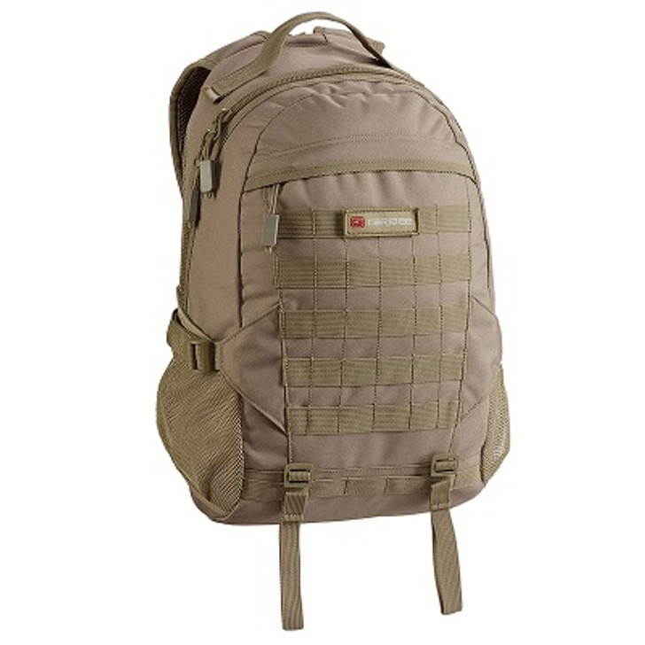 Caribee Ranger pack Sand Caribee Ranger pack Sand Features:Military inspired 25L backpackHeavy duty 900D constructionAction Back Extreme padded harness systemInternal storage pocketHydration compatible main compartmentMolle webbing attachment pointsV