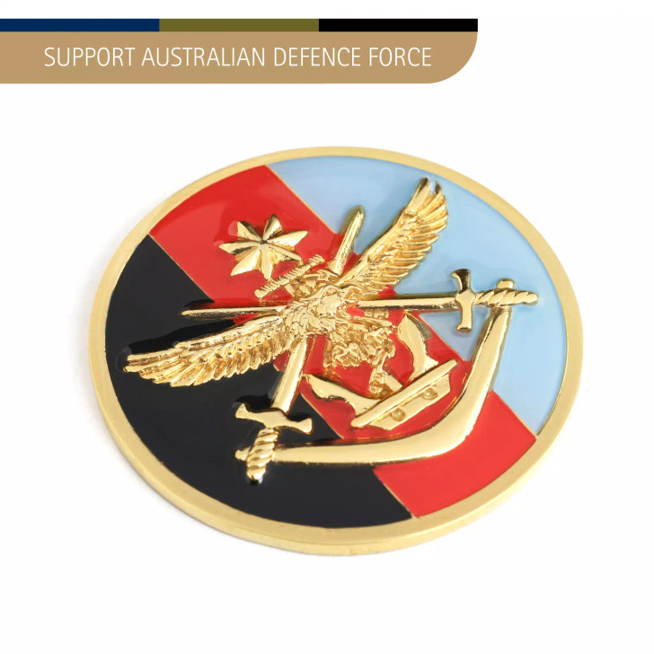 ADF Medallion On Card - 48mm Gold Plated Enamel Medallion - Air Force Shop