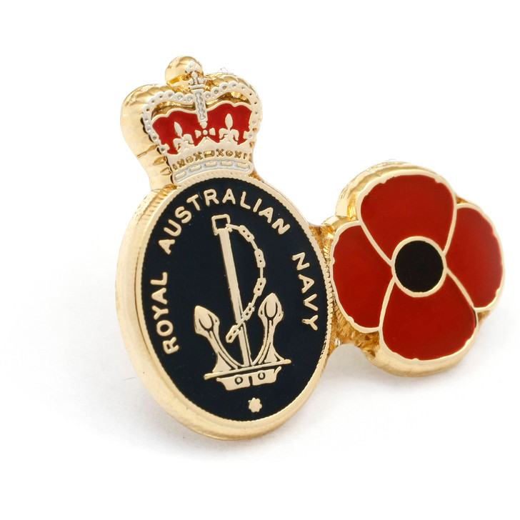 Navy Poppy Lapel Pin This rich enamel-filled poppy badge available from the military specialists honours the generations of Australian men and women who have carried forward a proud heritage of service in the Royal Austra