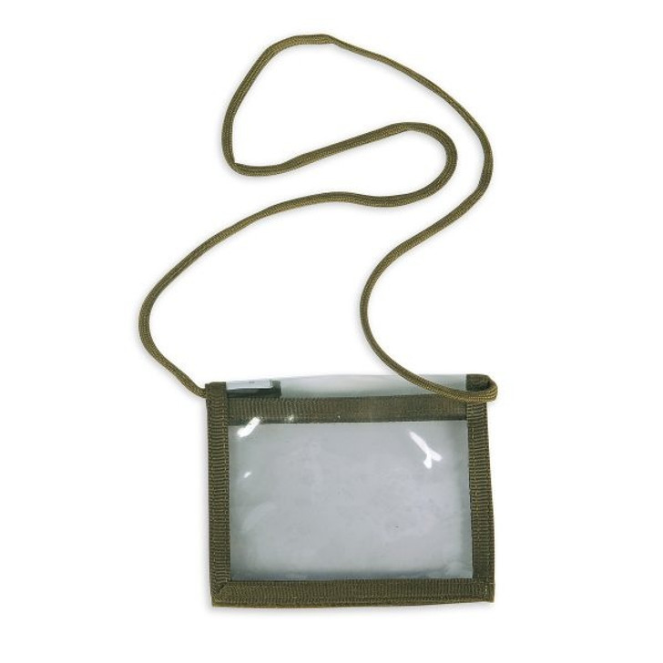 TT ID Holder (olive) Tasmanian Tiger ID Holder Olive Simple transparent identity card holder. Foldable for two ID cards; Visible from both sides;Measurements: 10 x 14 cmWeight: 45 gMaterial: VinylFabric: Nylon Webbing