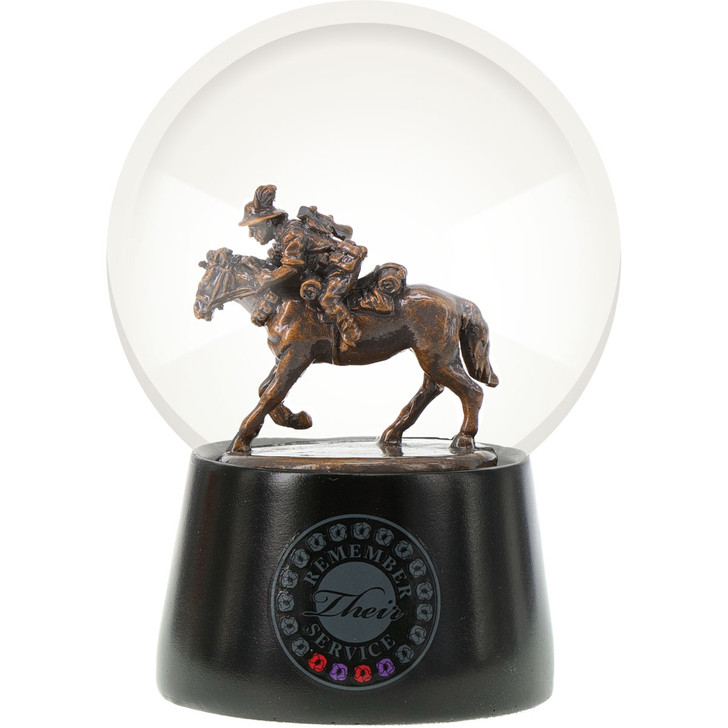 Charge at Beersheba Snow Globe Charge at Beersheba Snow Globe he special bond between the men and Waler mounts of the Australian Light Horse holds a unique place in Australian folklore. This majestic Light Horse snow globe remembers the unwavering trust and reli