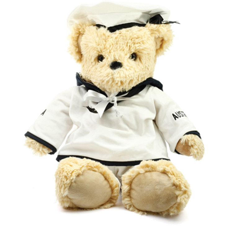 Sailor Bear 40cm This ever-cute 40cm uniformed Navy bear shares our pride in the Royal Australian Navy and the brave men and women who serve our nation at sea and on shore. A bear that will delight young and old. Supe