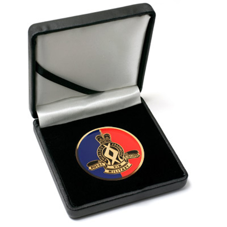 RMC Medallion In Case RMC Medallion In Case Superb Royal Military College Corps of Staff Cadets (RMC) 48mm medallion presented in a leather look gift box. Order now, the block is presented in a form cut gift box making it perfect for awards, pr