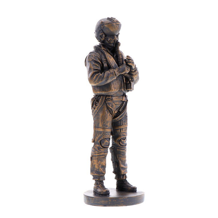 Air Force Pilot Miniature Figurine Air Force Pilot Miniature Figurine This cold-cast bronze figurine depicts an RAAF aviator, suited-up and ready for flight.The Royal Australian Air Force fights in the air, across land and sea to establish and maintain Australia's air p