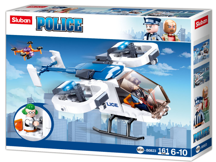Police Helicopter - 161 Pcs Police Helicopter - 161 Pcs The Sluban Blocks Police Helicopter - 161 Pcs set is a great set for fun with the whole family. Fully compatible with bricks of other leading brands, this set is a fantastic gift or collectable! This