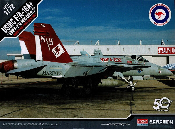 Academy F/A-18a Red Devils & Raaf Decals F/A-18A Red Devils Model is supplied unassembled and requires additional paints and glue. ACADEMY 1/72 Scale F/A-18A Red Devils Comes with Australian Air Force Decals   History of the F-18A The first