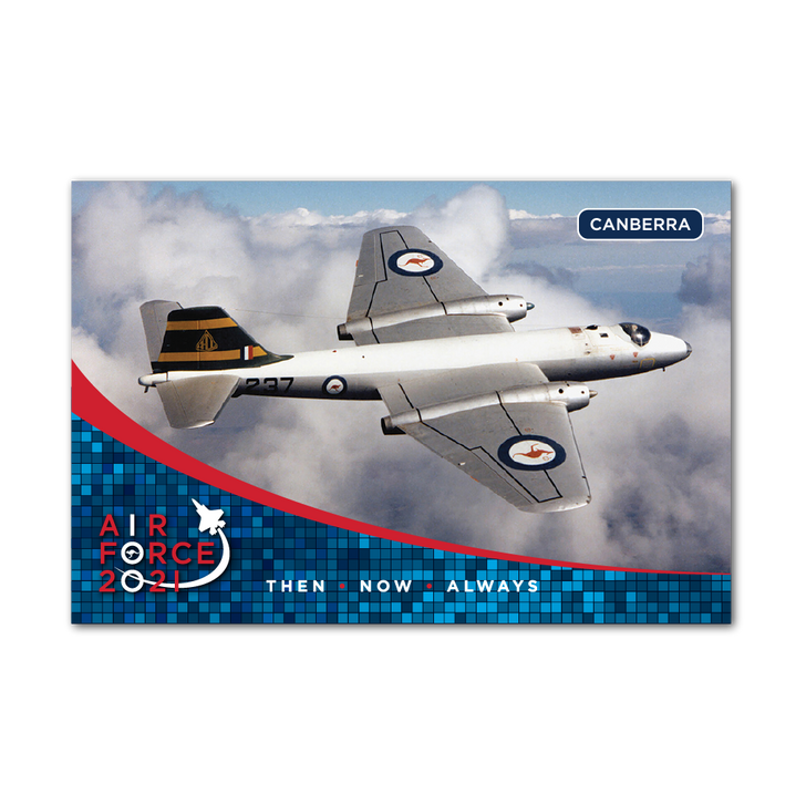 Air Force 100 Canberra Flat Magnet Air Force 100 Canberra Flat Magnet Commemorating 100 years of the Air Force, this high-quality product captures the Centenary theme perfectly. This flat vinyl magnet is part of a striking new collection and features the Canberra Bomber