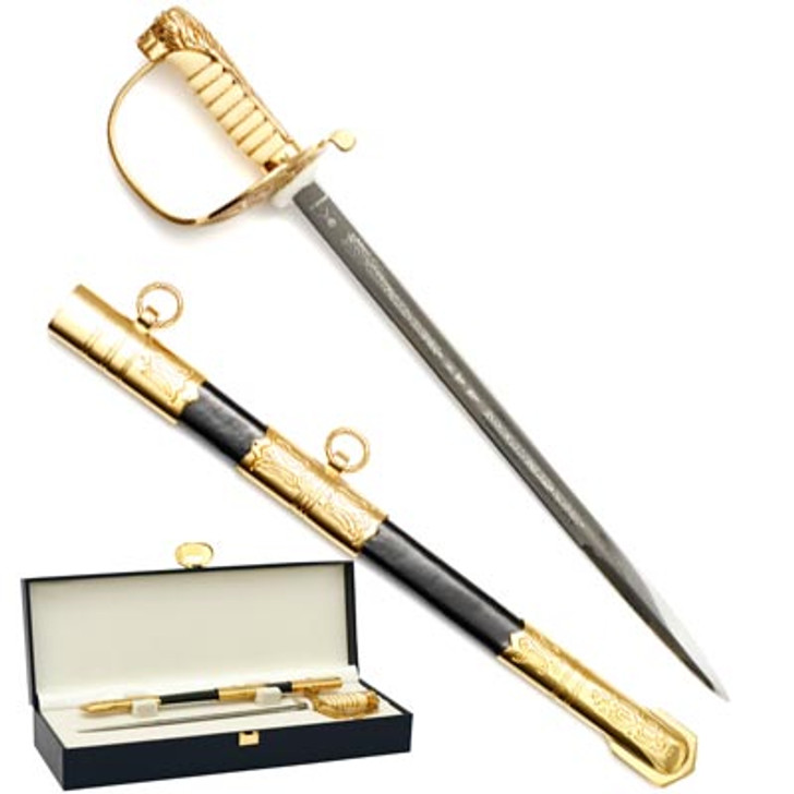 Windlass Miniature Navy Sword in Box (Queens Cypher) Navy Sword Miniature in Box (Windlass) Over 200 years of military history are captured in this beautifully boxed miniature sword, order now from the military specialists. While the first Royal Navy pattern sword was issued to officers in 1
