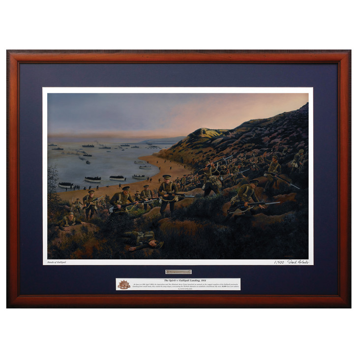 The Landing Framed LTD Print The stunning Sands of Gallipoli 2012 release The Landing Framed Limited Edition Print from the military specialists. Hand signed and numbered by the artist, this beautifully framed print includes a vi
