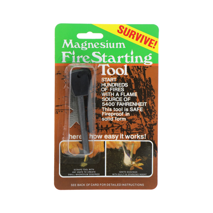 Large Magnesium Fire Starter Flint 8mm Large Magnesium Fire Starter Flint 8mm Large 8mm Fire Starter Magnesium Rod Flint. This ferrocerium fire-starting tool lasts for thousands of strikes! Pushing the striker provided down the rod emits sparks to light combustibles. Fireproof