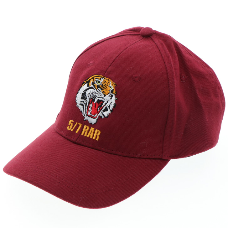 Cap - 5/7 RAR 5/7 Battalion Royal Australian Regiment cap, order now from the military specialists. This quality heavy brushed cotton cap features 5/7RAR embroidered on the front of the cap below the roaring tiger