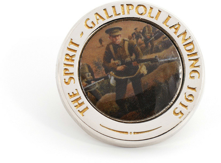 Australia & New Zealand Gallipoli Landing Lapel Pin Australia & New Zealand Gallipoli Landing Lapel Pin Bring art and commemoration together with this stunning Gallipoli Landing Lapel Pin. A beautiful lapel pin commemorating the spirit of the Anzacs as they landed on the beaches that fateful morning. Fe