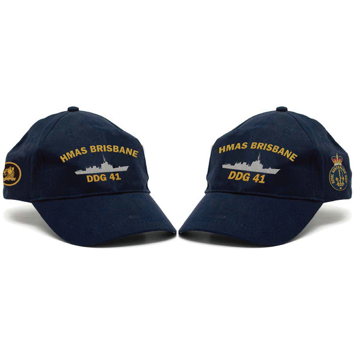 HMAS Brisbane Policy Cap HMAS Brisbane Policy Cap HMAS Brisbane Policy Cap, order now from the military specialists. This quality heavy brushed cotton cap has HMAS Brisbane crest embroidered on the front and the Navy ceremonial badge on the left and