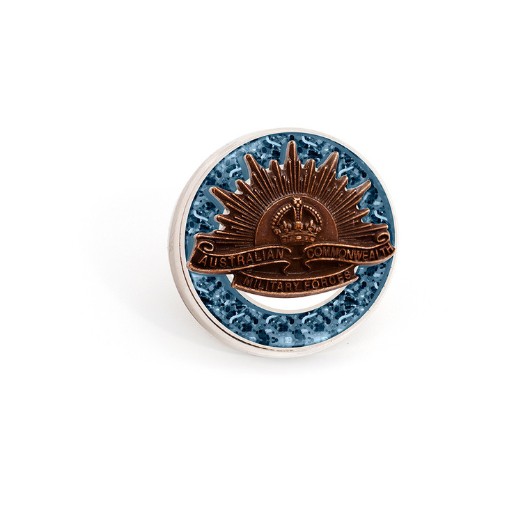 On the Beaches Limited Edition Sands of Gallipoli Lapel Pin A stunning addition to any lapel or collection.   The sensational new Our Spirit Limited Edition Sands of Gallipoli Lapel Pin is a wonderful commemorative item. Containing sands from the beaches of Ga