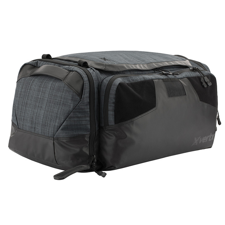 Vertx-Contingency Duffel 85L - Black/Galaxy Black Vertx-Contingency Duffel 85L - Black/Galaxy Black Features:End pocket with Rapid Access Pull for quick access to padded weapon sleeve and loop faced panel for Tactigami™ and other hook ad loop-compatible accessoriesWeapon sleeve is padded on all si