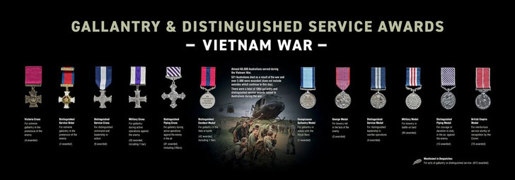 Vietnam War Medal Frame Vietnam War Medal Frame This frame highlights the stunning achievements of Australian forces during the Vietnam War, by highlighting the numbers of gallantry and distinguished service awards they earned. It has 12 high quali