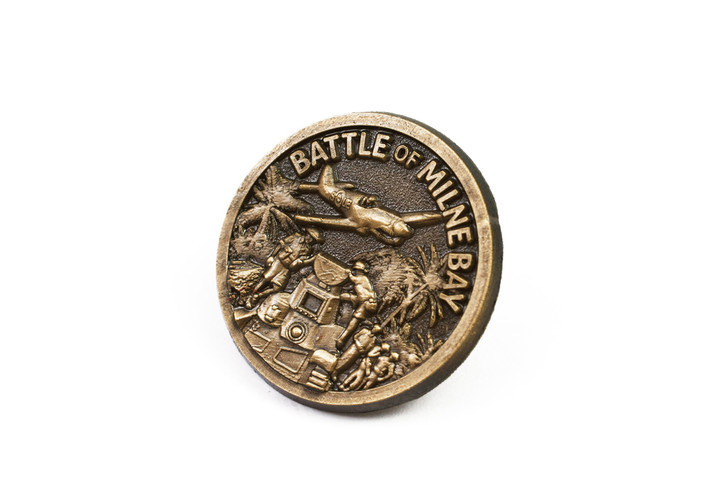 Battle of Milne Bay Badge The battle for the Allied airbase at Milne Bay in New Guinea between 25 August and 7 September 1942 was a milestone in the War in the Pacific. For the first time, the seemingly unstoppable Japanese mi