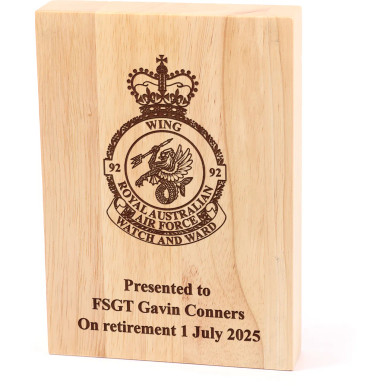 No 92 Wing Heritage Wooden Award | Engraved Plaque - Air Force Shop